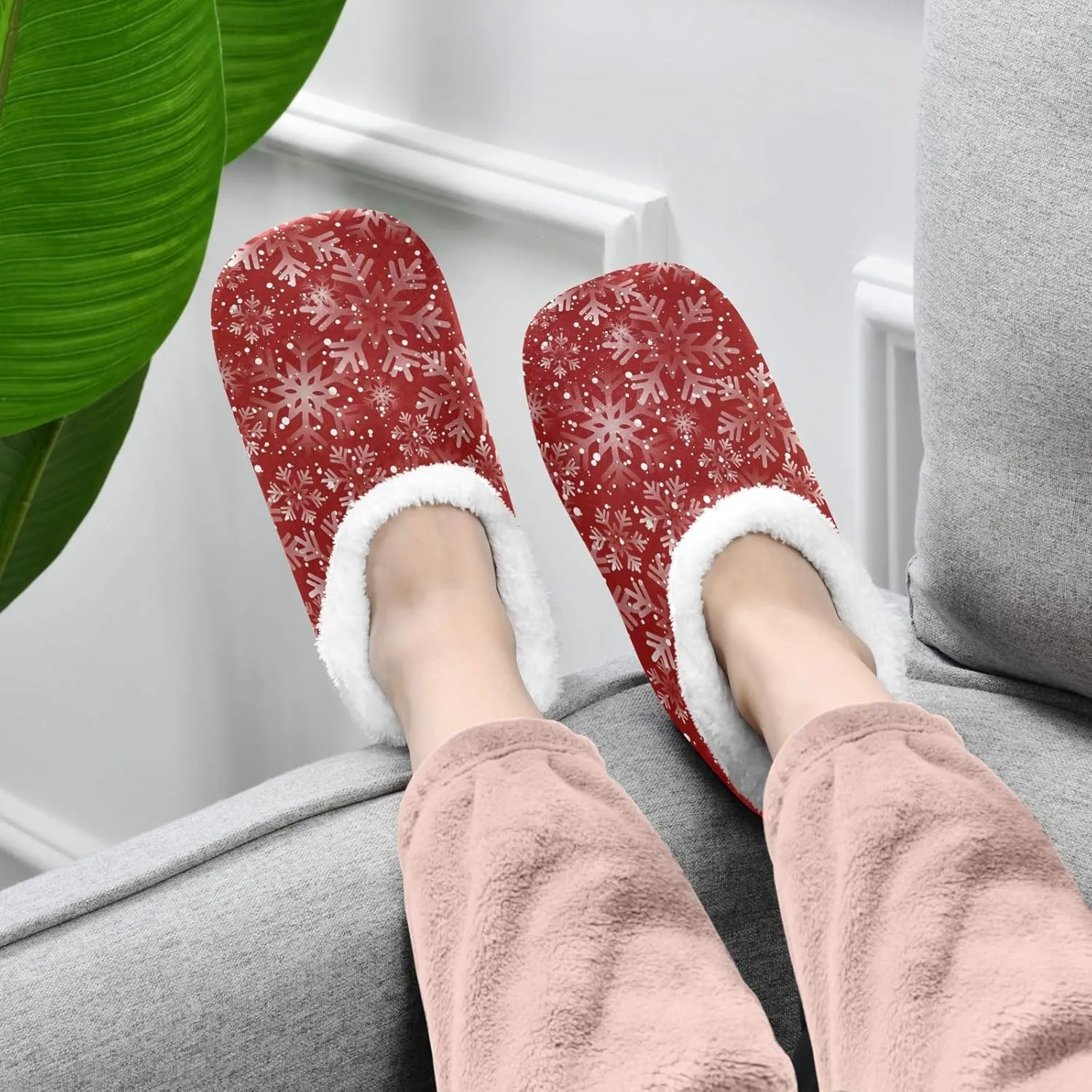 Unisex Fuzzy House Slippers Memory Foam Warm Slip Shoes Fur Lining M-XXL