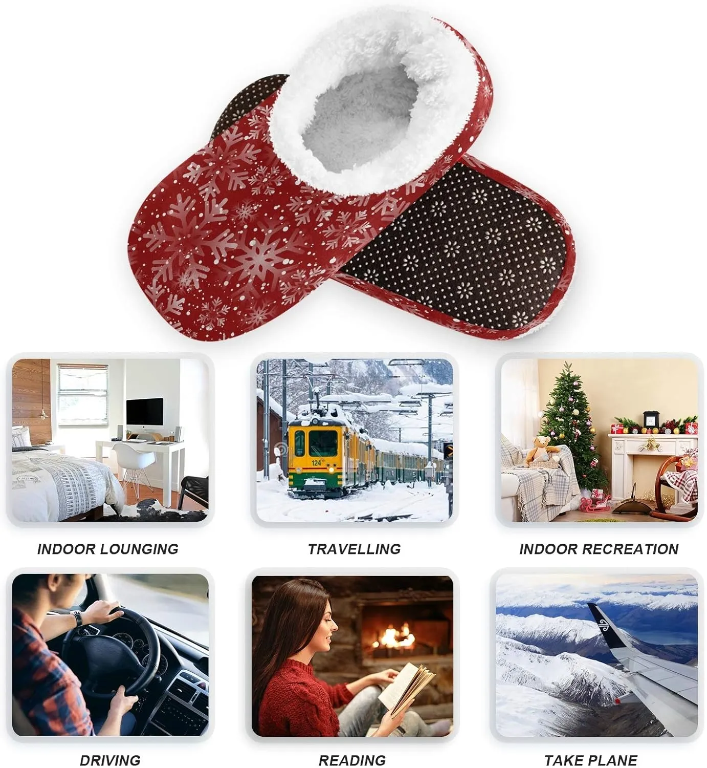 Unisex Fuzzy House Slippers Memory Foam Warm Slip Shoes Fur Lining M-XXL