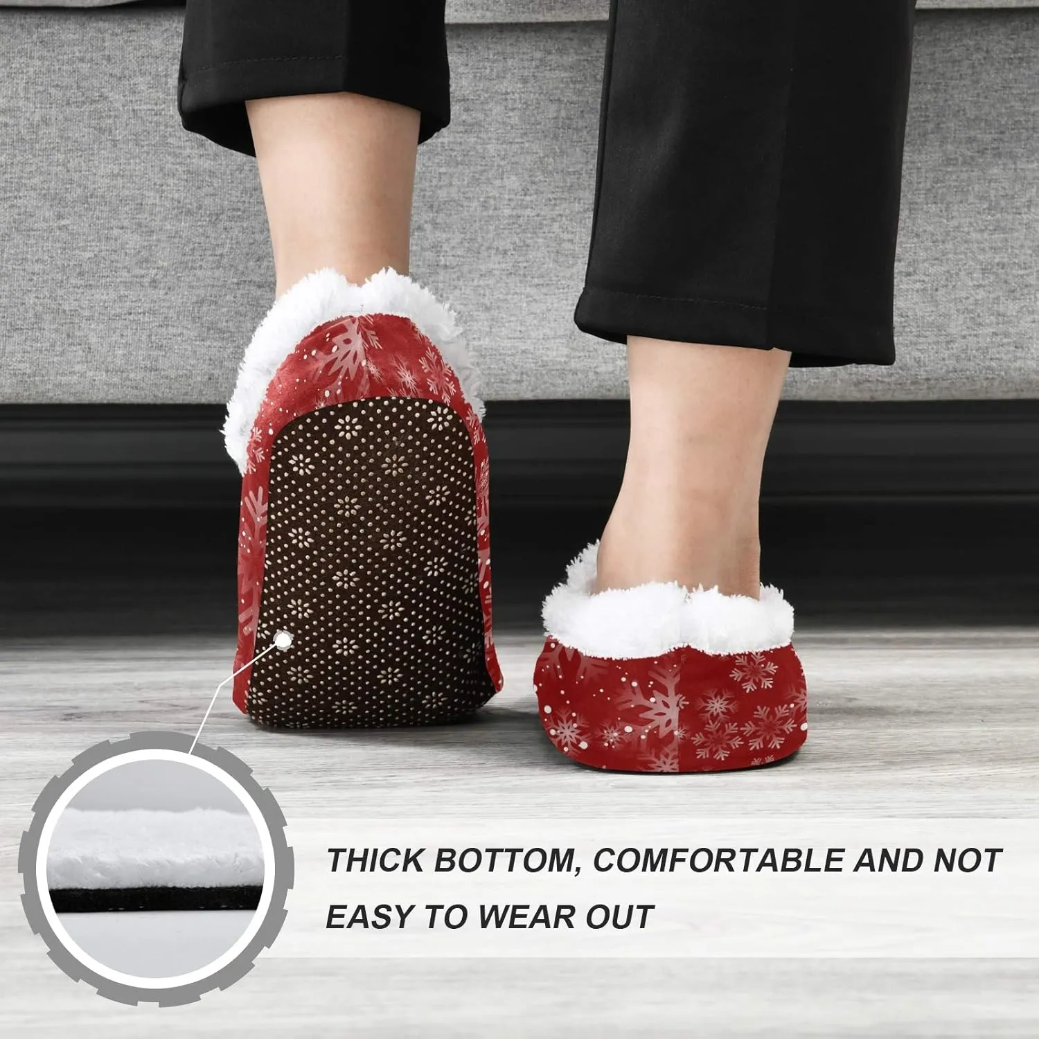 Unisex Fuzzy House Slippers Memory Foam Warm Slip Shoes Fur Lining M-XXL