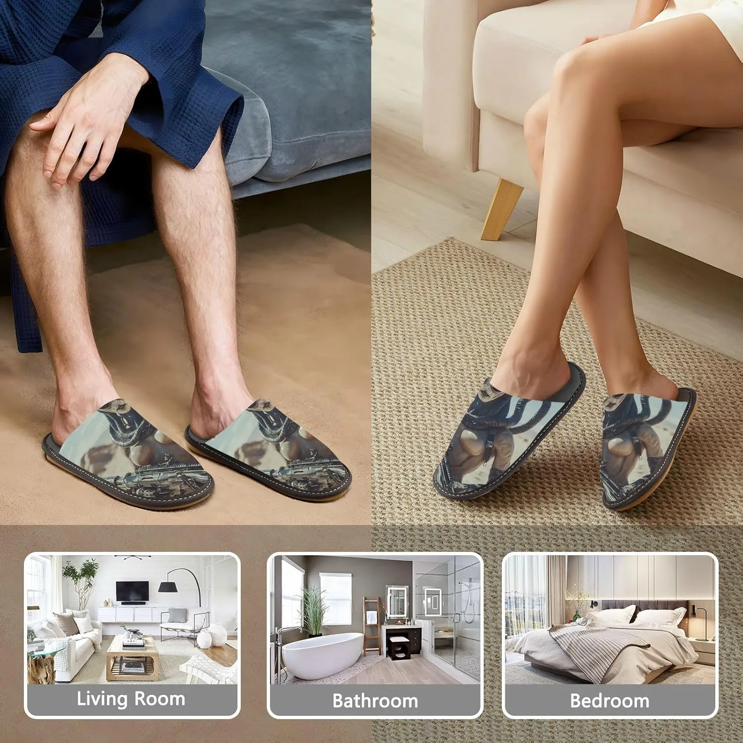 Unisex Womens Mens Zombie Skull House Slippers Comfy Warm Plush Slip-On Felt Cozy Memory Home Slippers Indoor Outdoor Fall Winter Home Shoes