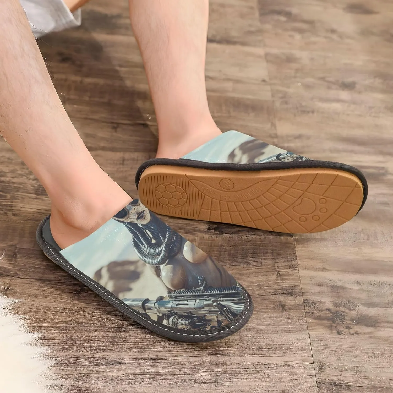 Unisex Womens Mens Zombie Skull House Slippers Comfy Warm Plush Slip-On Felt Cozy Memory Home Slippers Indoor Outdoor Fall Winter Home Shoes