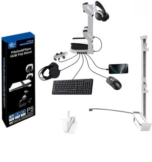 Universal Horizontal Storage Rack for PS5 Pro/PS5 Slim Consoles, Portable Flat Placement Bracket with 5 USB Ports