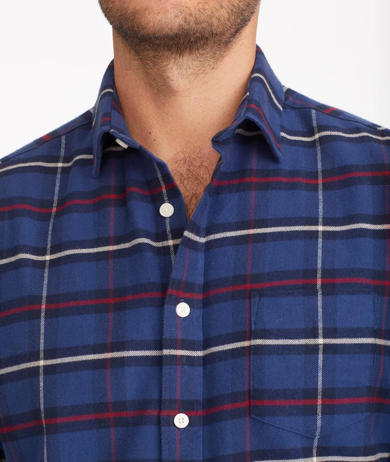 UNTUCKit Flannel Andes Shirt - Untucked Shirt for Men, Long Sleeve, Dark Blue Check, Regular Fit