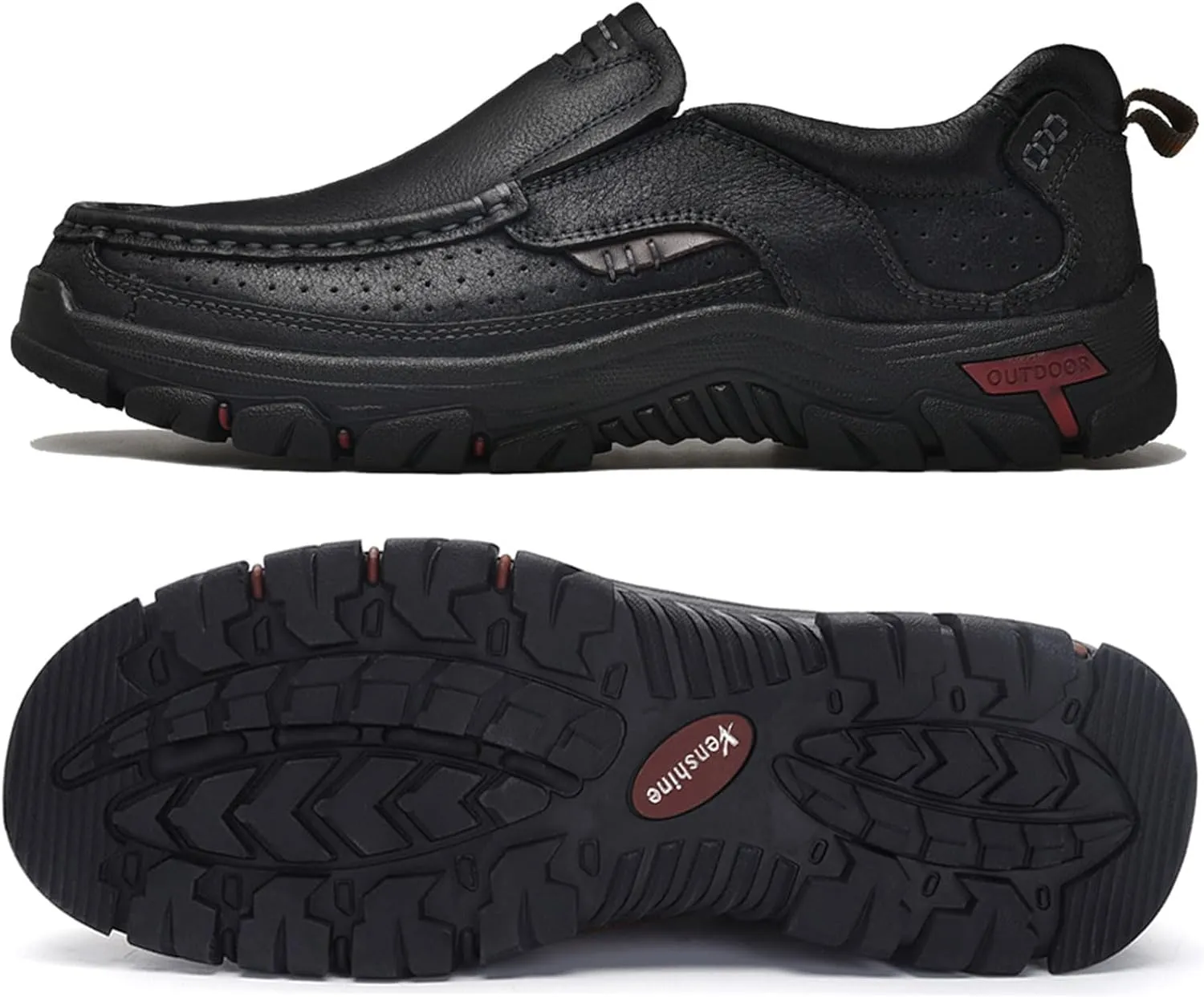 Venshine Mens Walking Shoes Leather Lightweight Breathable Casual Slip On Loafers