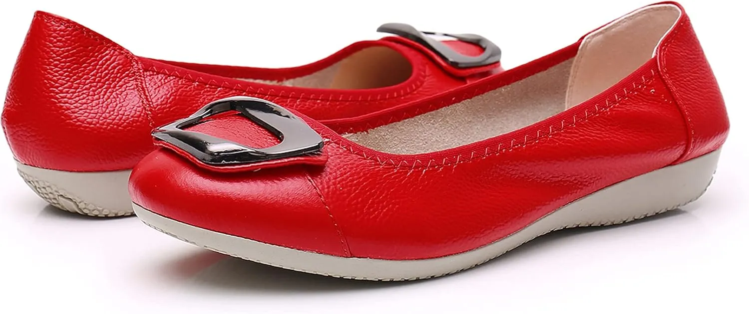 VenusCelia Women's Buckle Dance Flats Shoe