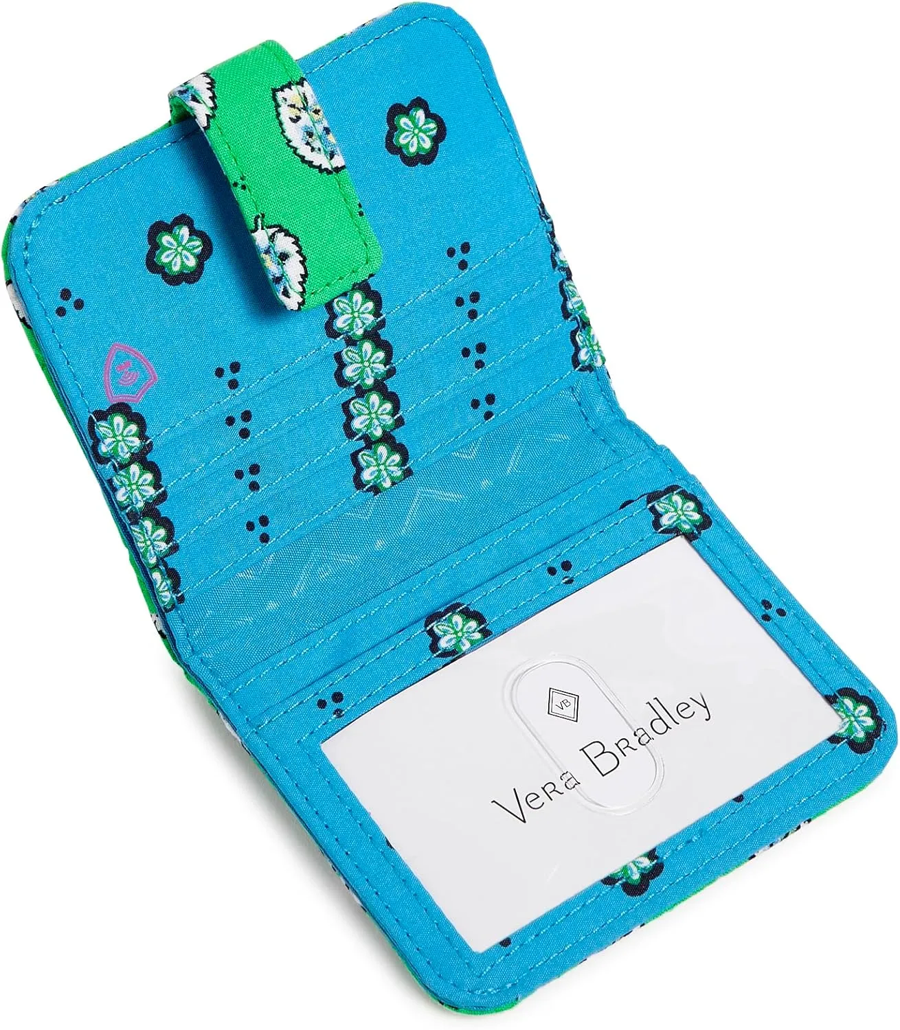 Vera Bradley Cotton Finley Small Wallet with RFID Protection, Garden Green Leaf