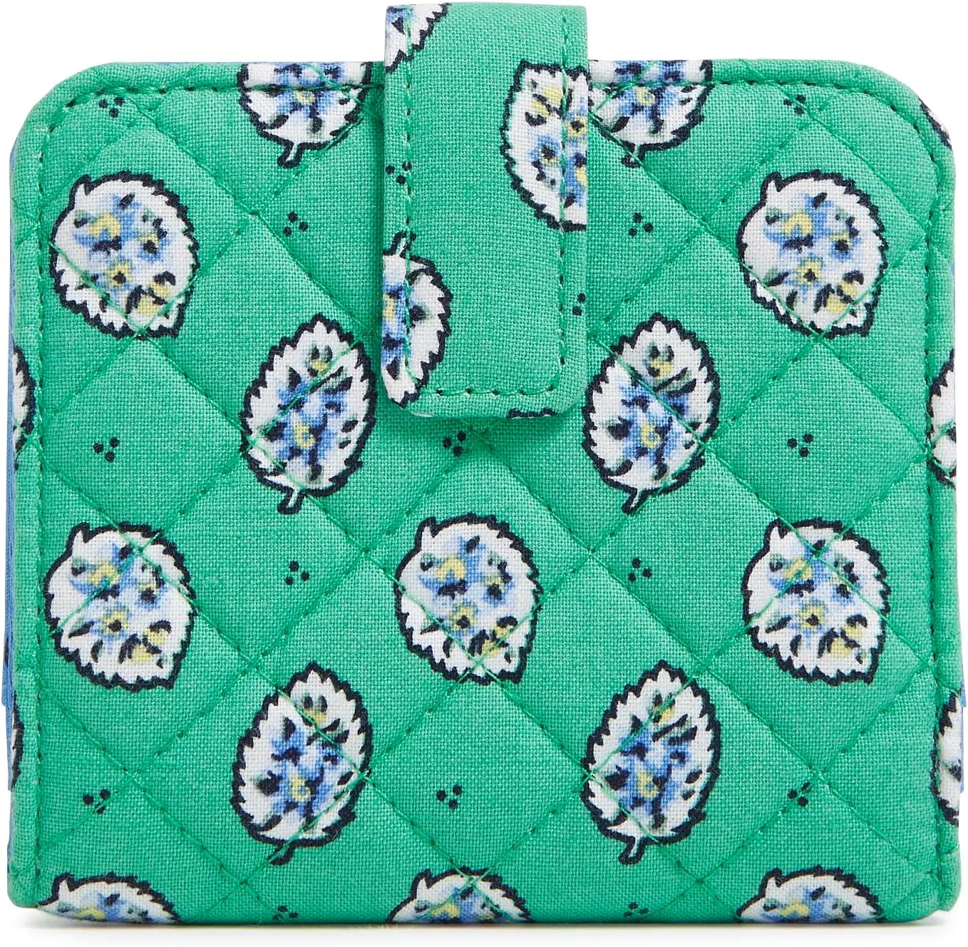 Vera Bradley Cotton Finley Small Wallet with RFID Protection, Garden Green Leaf