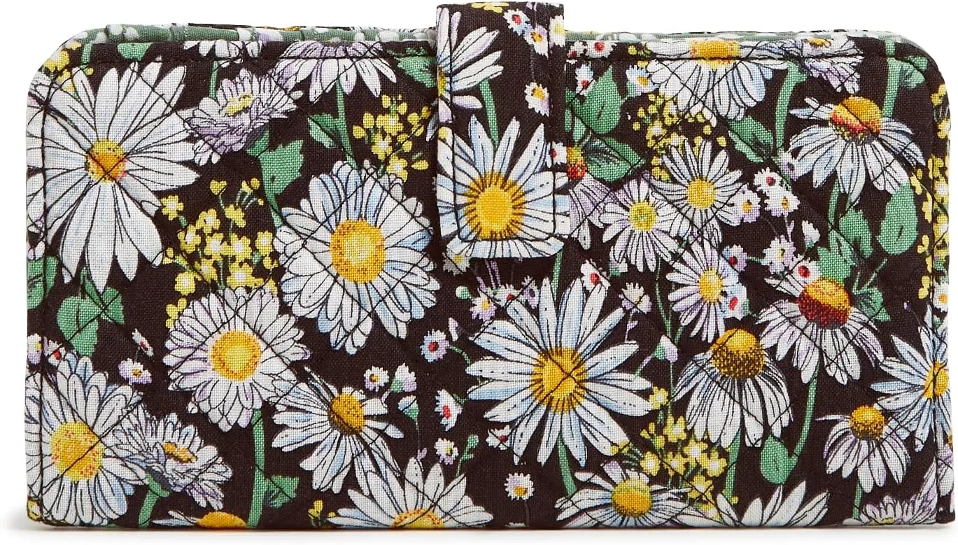 Vera Bradley Cotton Finley Wallet with RFID Protection, Daisies White