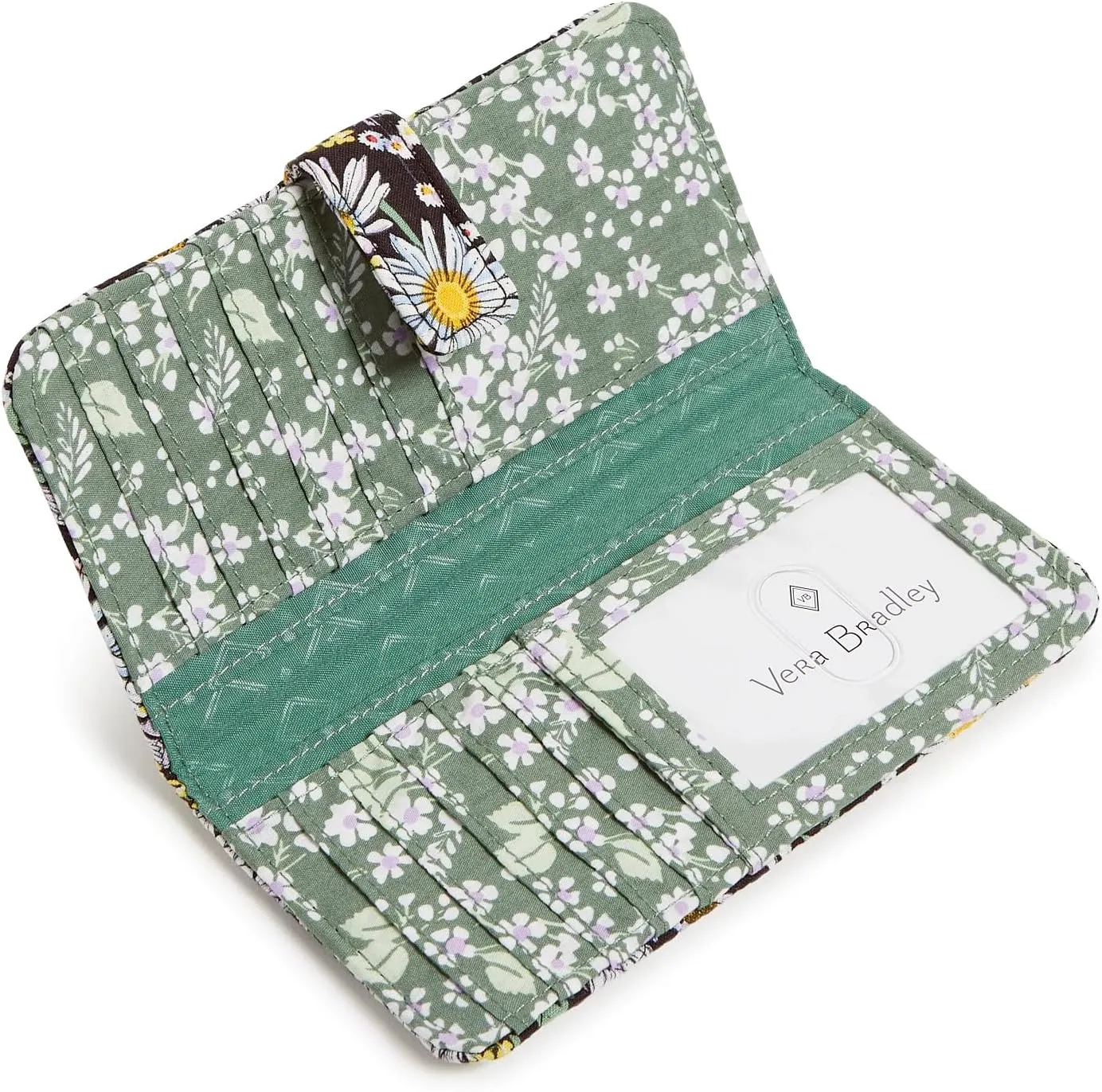 Vera Bradley Cotton Finley Wallet with RFID Protection, Daisies White