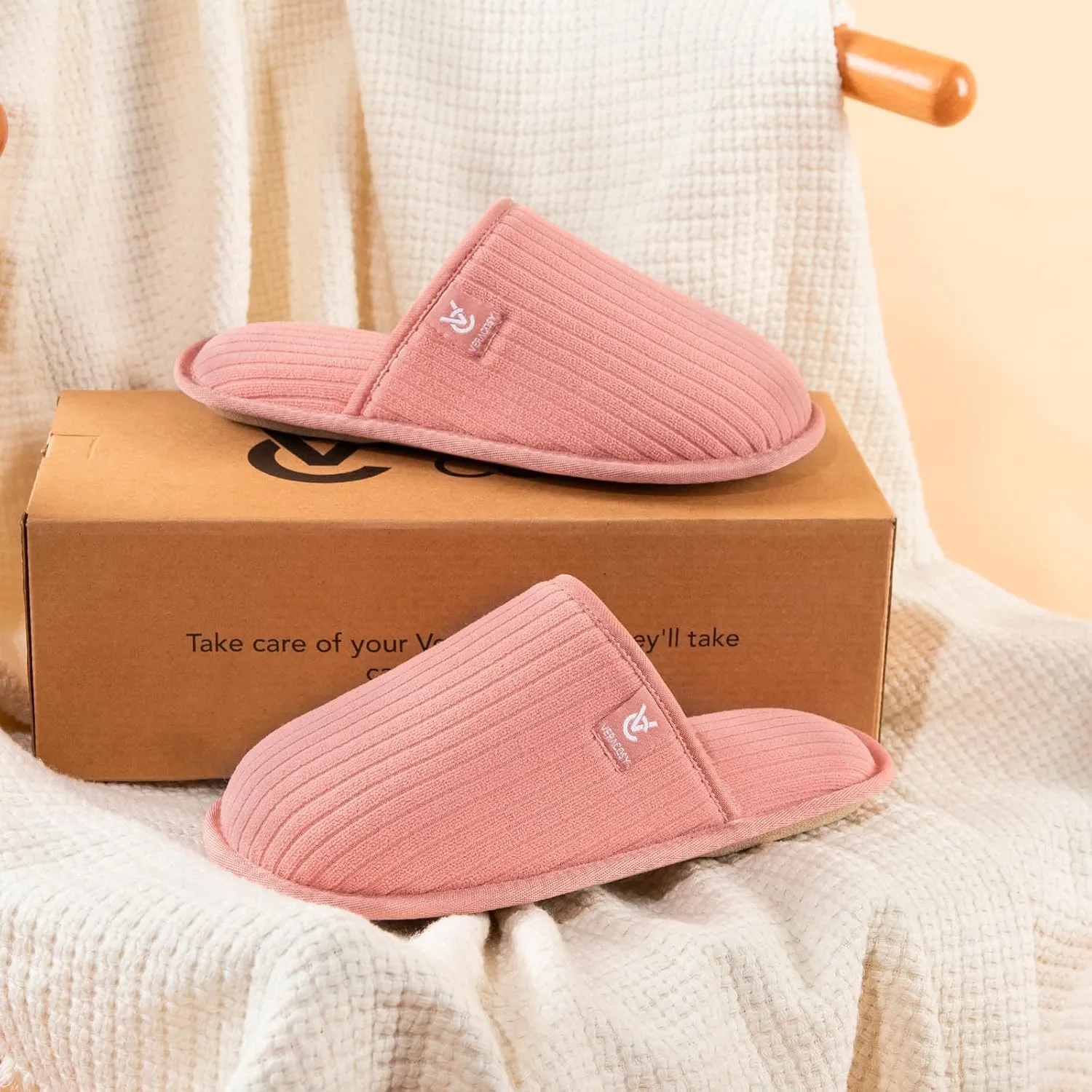 VeraCosy Women's Comfy Scuff Slippers Soft Terry Cloth Memory Foam Home House Shoes
