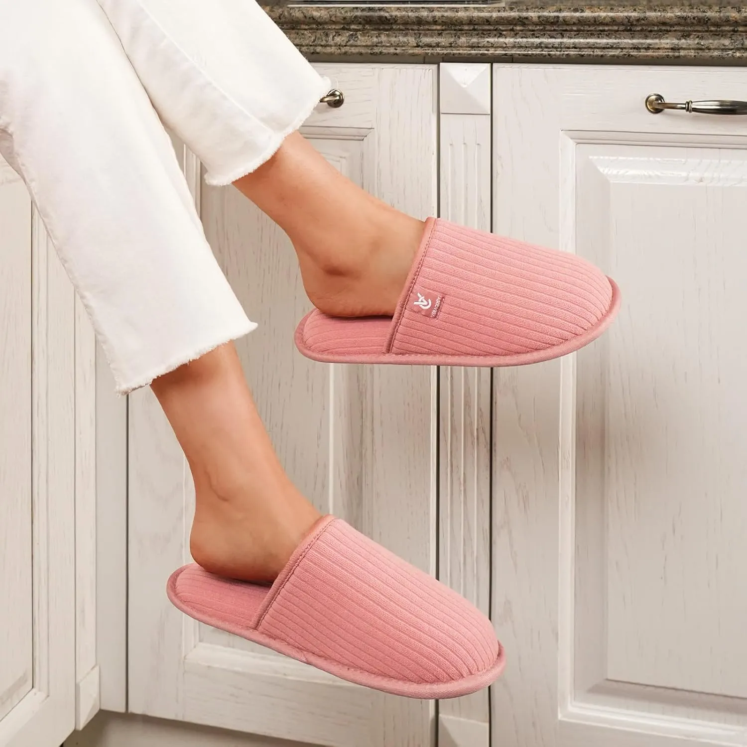 VeraCosy Women's Comfy Scuff Slippers Soft Terry Cloth Memory Foam Home House Shoes