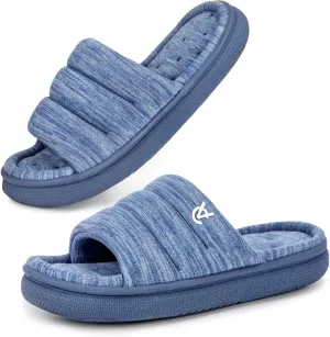 VeraCosy Women's Open Toe Slippers Comfy Memory Foam Slip on House Shoes