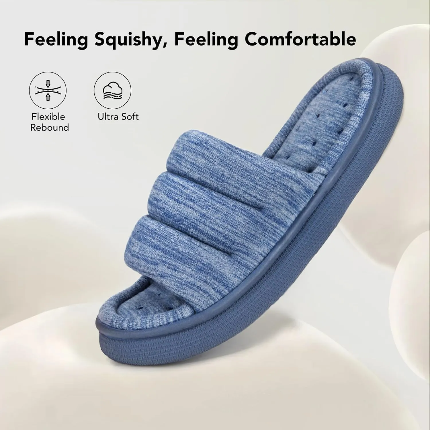 VeraCosy Women's Open Toe Slippers Comfy Memory Foam Slip on House Shoes