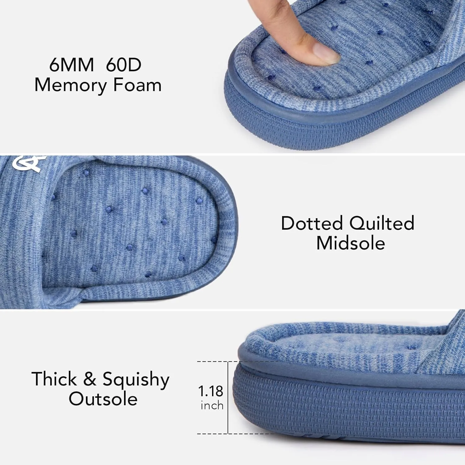 VeraCosy Women's Open Toe Slippers Comfy Memory Foam Slip on House Shoes