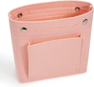 Vercord Mini Slim Small Felt Purse Organizer Insert Inside Handbag Tote Pocketbook for Women Pale Pink