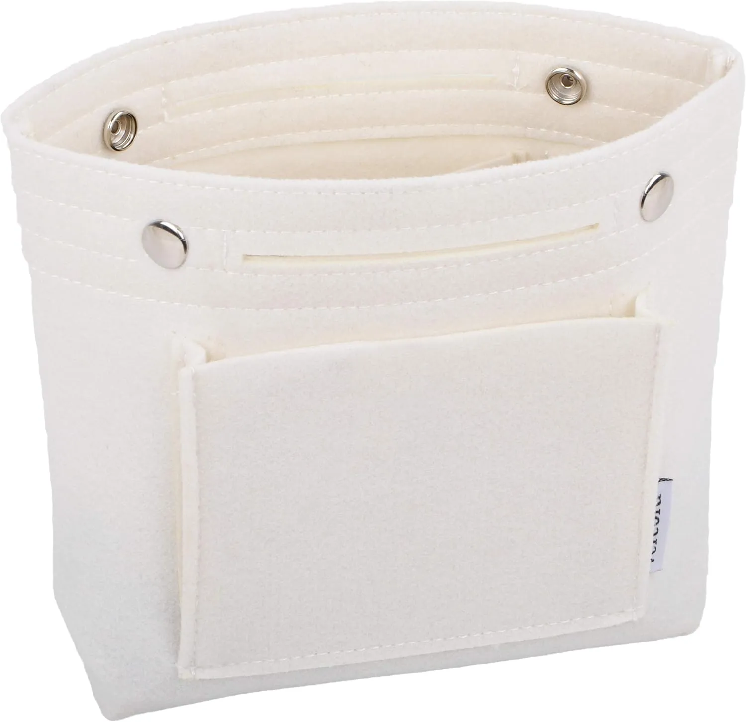 Vercord Mini Slim Small Felt Purse Organizer Insert Inside Handbag Tote Pocketbook for Women White