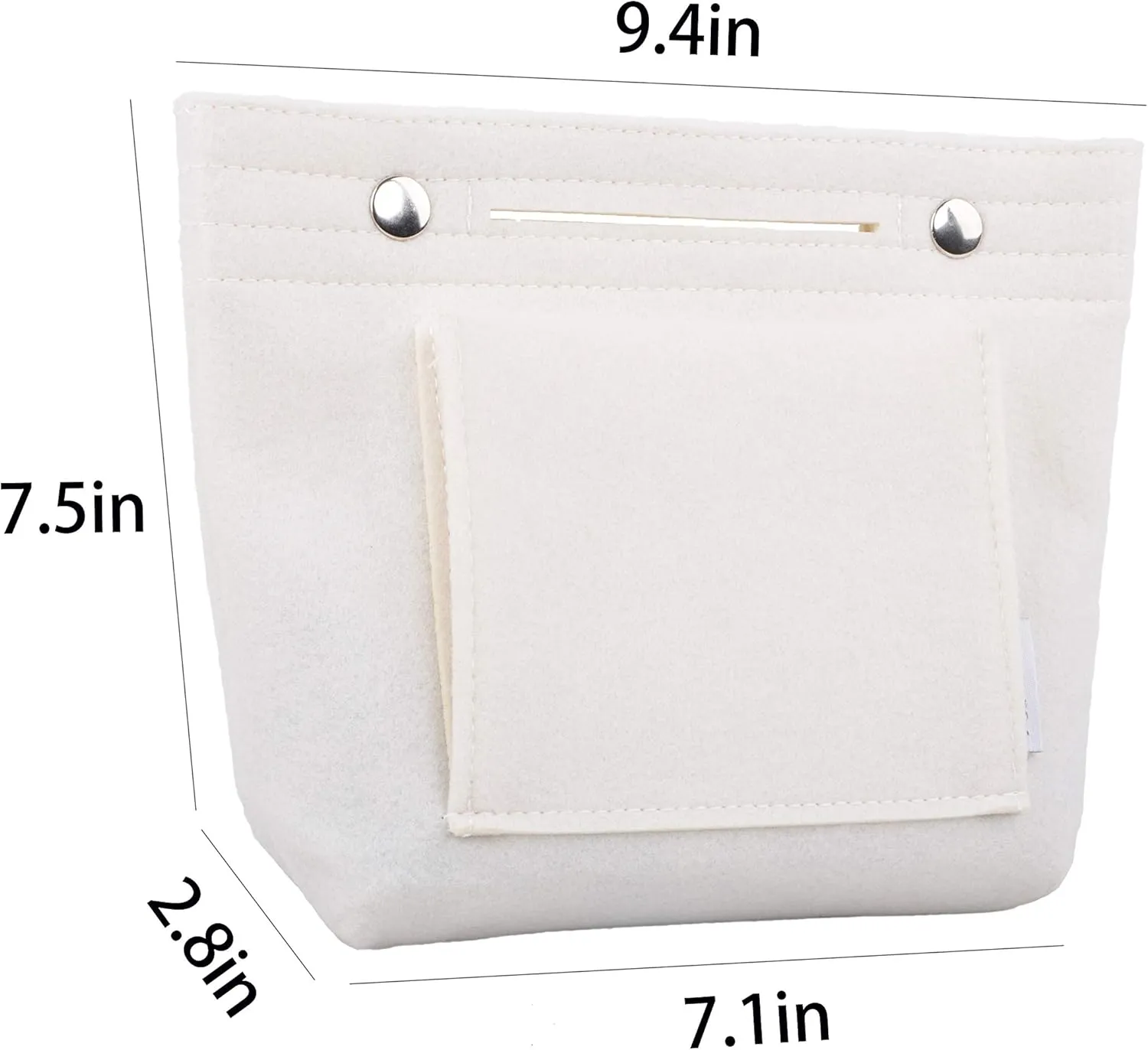 Vercord Mini Slim Small Felt Purse Organizer Insert Inside Handbag Tote Pocketbook for Women White