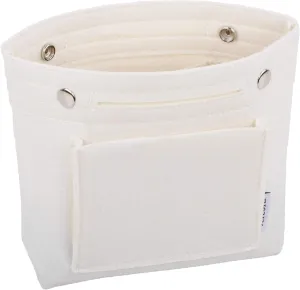 Vercord Mini Slim Small Felt Purse Organizer Insert Inside Handbag Tote Pocketbook for Women White