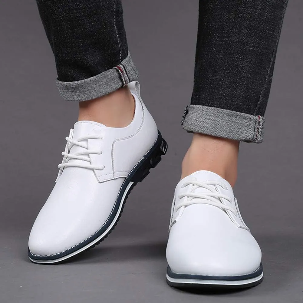 Veslexth Men Casual Driving Sneakers Loafers Breathable Comfort Walking Wing Tips Lace Up Luxury Leather Shoes for Male Business Work Office Dress Outdoor