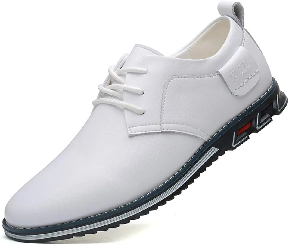 Veslexth Men Casual Driving Sneakers Loafers Breathable Comfort Walking Wing Tips Lace Up Luxury Leather Shoes for Male Business Work Office Dress Outdoor