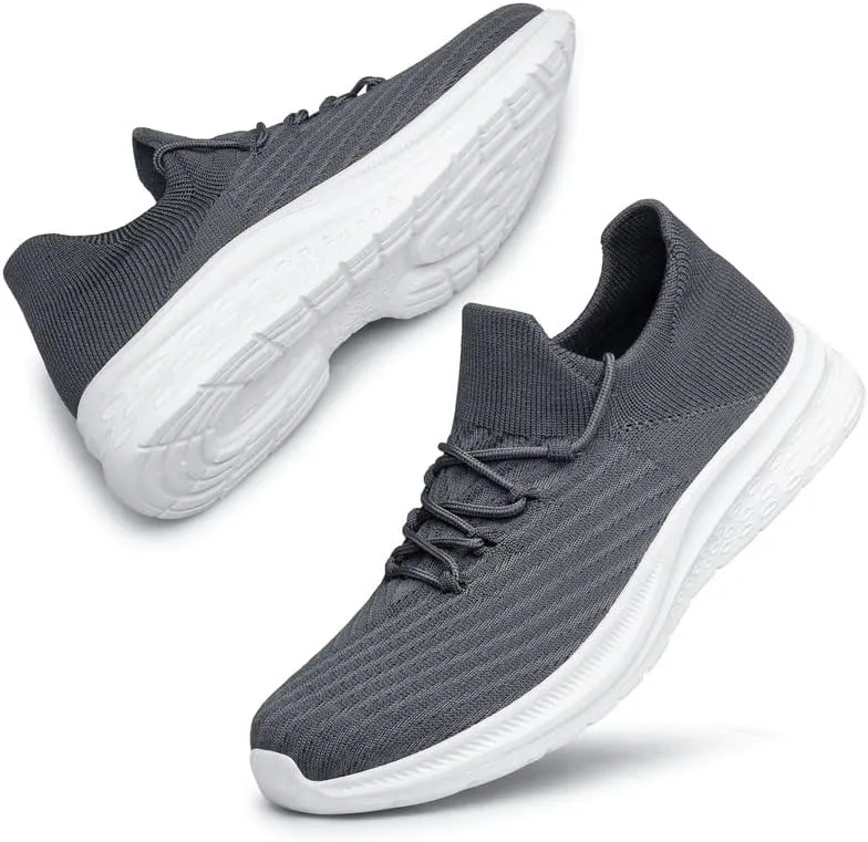 vibdiv Mens Fashion Slip On Walking Shoes - Lightweight Breathable Casual Mesh Non Slip Running Shoes Comfortable Sneakers for Men