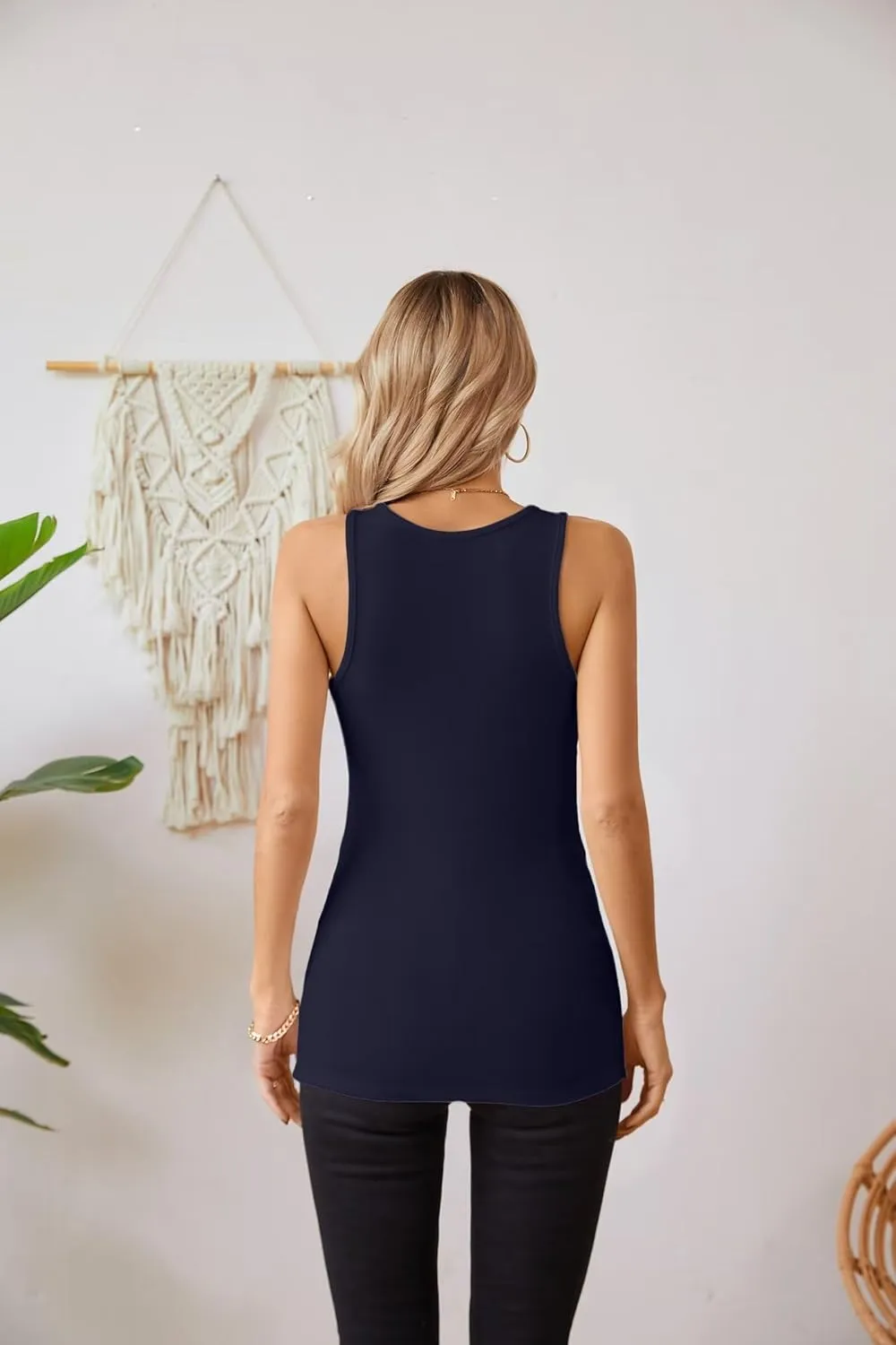 VICHYIE Tank Tops for Women Summer Sleeveless Shirts V Neck Ribbed Slim Fitted Tops Cami Blouses