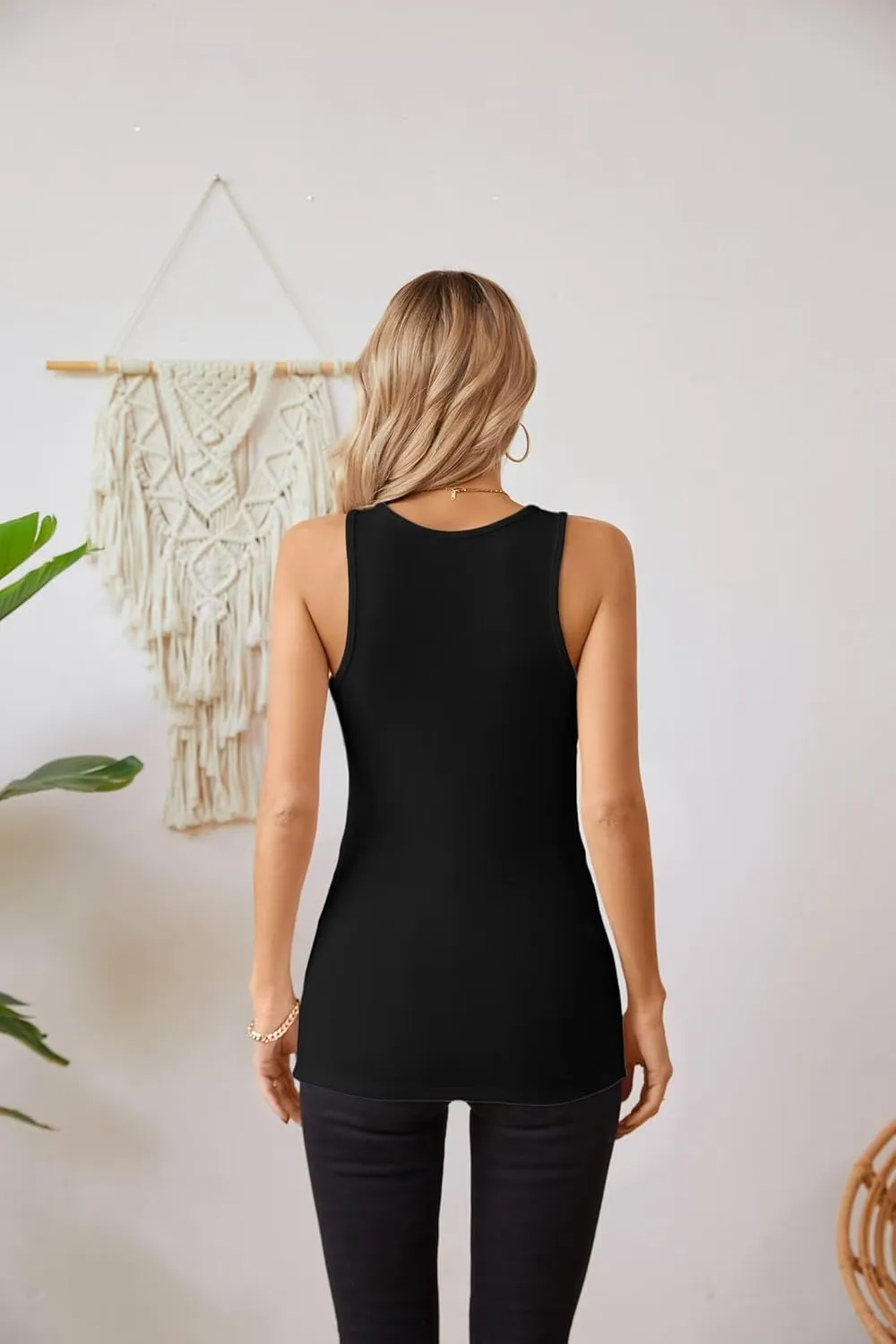 VICHYIE Tank Tops for Women Summer Sleeveless Shirts V Neck Ribbed Slim Fitted Tops Cami Blouses