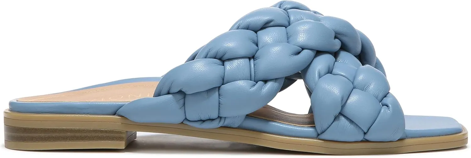 Vionic Women's Poppy Braided Vio-Motion Insole Slide Sandal- Supportive Dressy Flat Sandals That Includes an Orthotic Insole and Cushioned Outsole for Arch Support, Medium and Wide Fit, Sizes 5-11