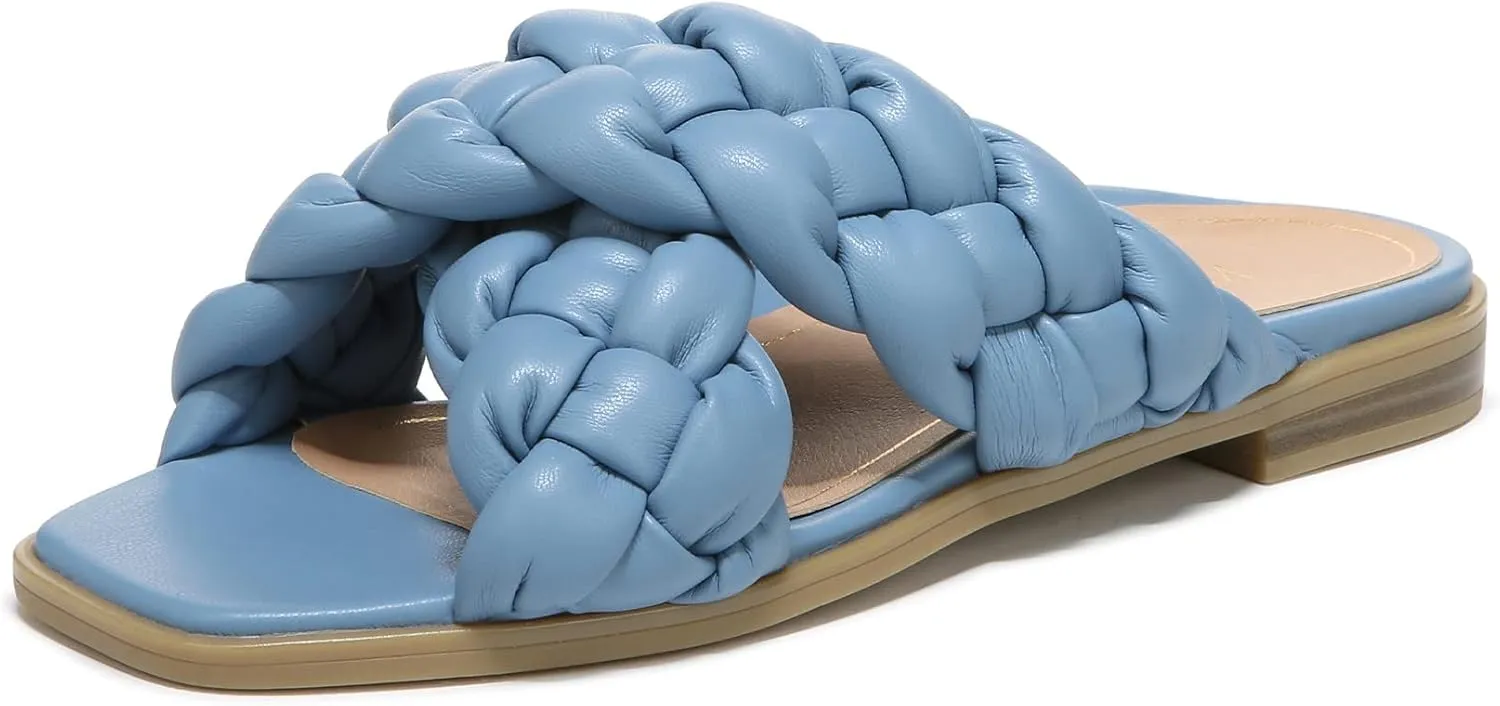Vionic Women's Poppy Braided Vio-Motion Insole Slide Sandal- Supportive Dressy Flat Sandals That Includes an Orthotic Insole and Cushioned Outsole for Arch Support, Medium and Wide Fit, Sizes 5-11