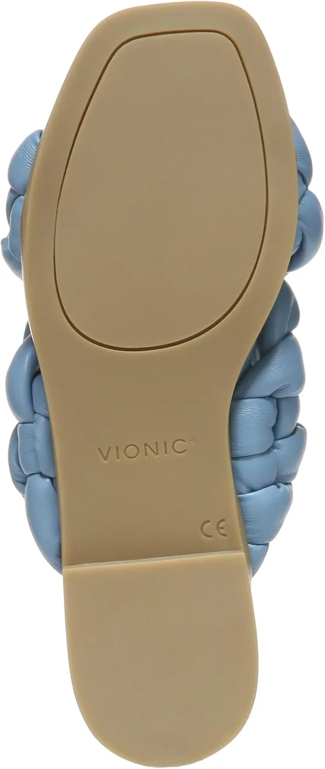 Vionic Women's Poppy Braided Vio-Motion Insole Slide Sandal- Supportive Dressy Flat Sandals That Includes an Orthotic Insole and Cushioned Outsole for Arch Support, Medium and Wide Fit, Sizes 5-11