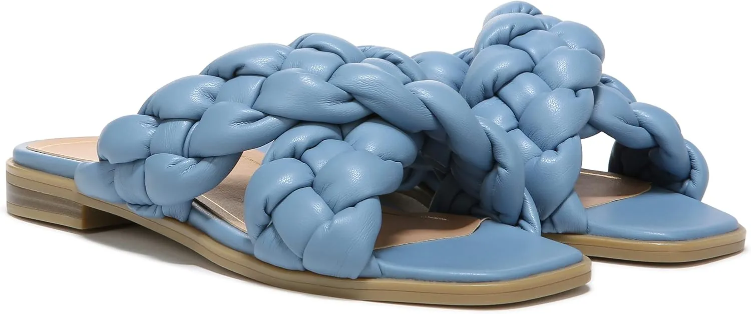 Vionic Women's Poppy Braided Vio-Motion Insole Slide Sandal- Supportive Dressy Flat Sandals That Includes an Orthotic Insole and Cushioned Outsole for Arch Support, Medium and Wide Fit, Sizes 5-11