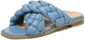 Vionic Women's Poppy Braided Vio-Motion Insole Slide Sandal- Supportive Dressy Flat Sandals That Includes an Orthotic Insole and Cushioned Outsole for Arch Support, Medium and Wide Fit, Sizes 5-11