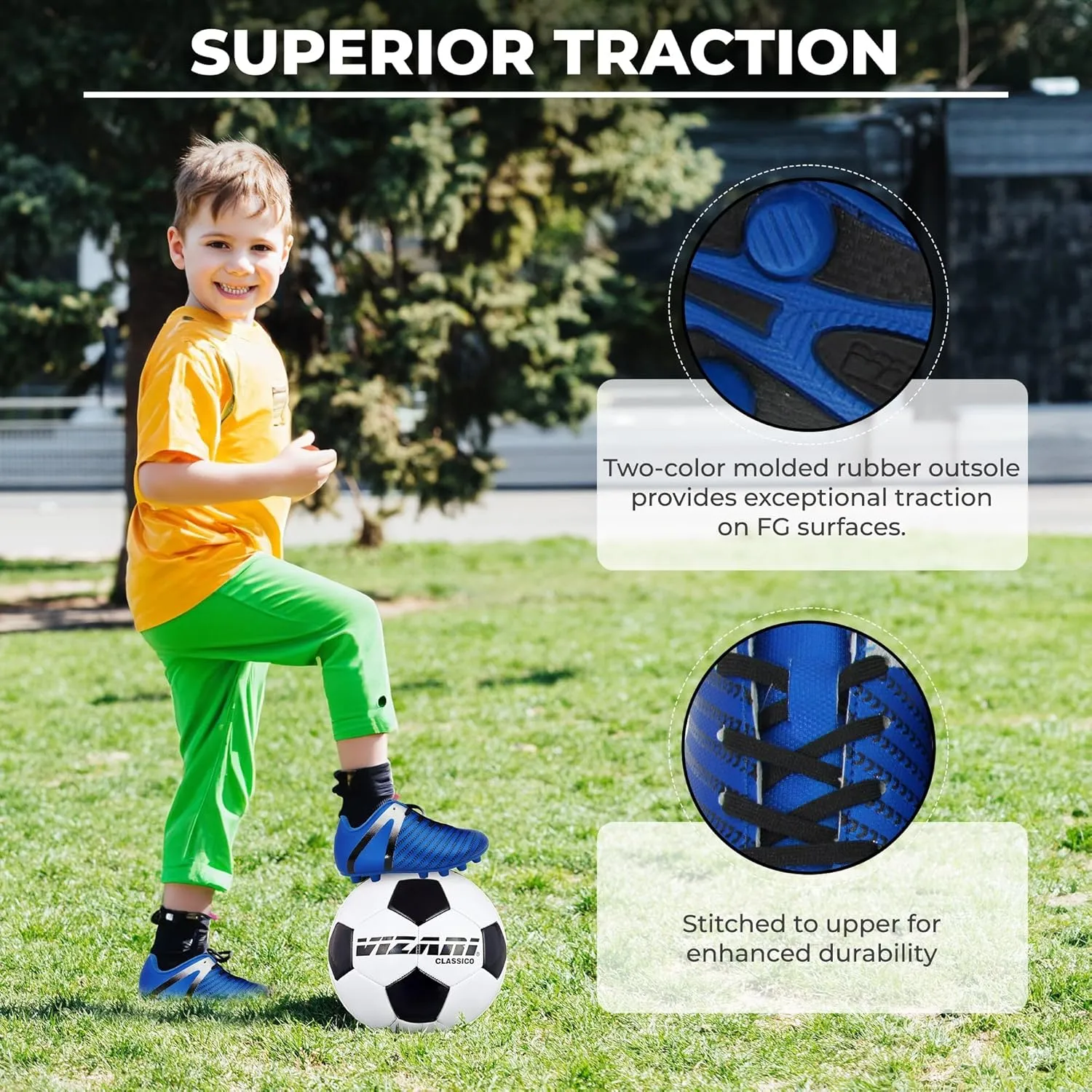 Vizari USA Impact Soccer Cleats for Kids – Youth Firm Ground Football Shoes | Breathable Design for Toddler, Little Kid & Big Kid Players