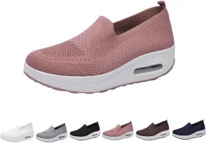 Vogany Shoes Orthopedic Sneakers Women, Women's Comfortable Breathable Knitted Sneakers, Slip on Breathable Mesh Platform Stretch Soft Shoes