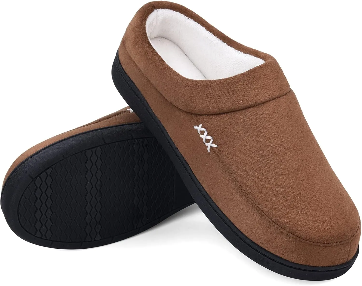 VONAMY Men's Slippers Fuzzy Warm House Shoes Memory Foam Slip On Clog Plush Wool Fleece Indoor Outdoor