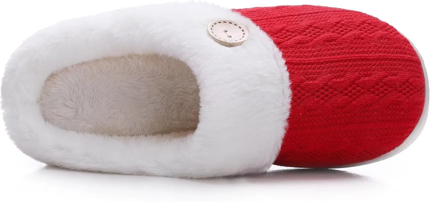 Vonluxe Women's Fuzzy House Slippers Comfy Memory Foam Bedroom Slippers Warm Slip On Light Shoes Outdoor Indoor Faux Fur Lined