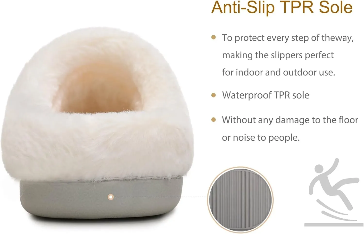 Vonluxe Women's Fuzzy House Slippers Comfy Memory Foam Bedroom Slippers Warm Slip On Light Shoes Outdoor Indoor Faux Fur Lined