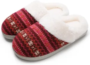 Vonluxe Women's House Fuzzy Slip On Slippers Warm Memory Foam Ladies Slippers Comfy Outdoor Indoor Plush Bedroom Shoes