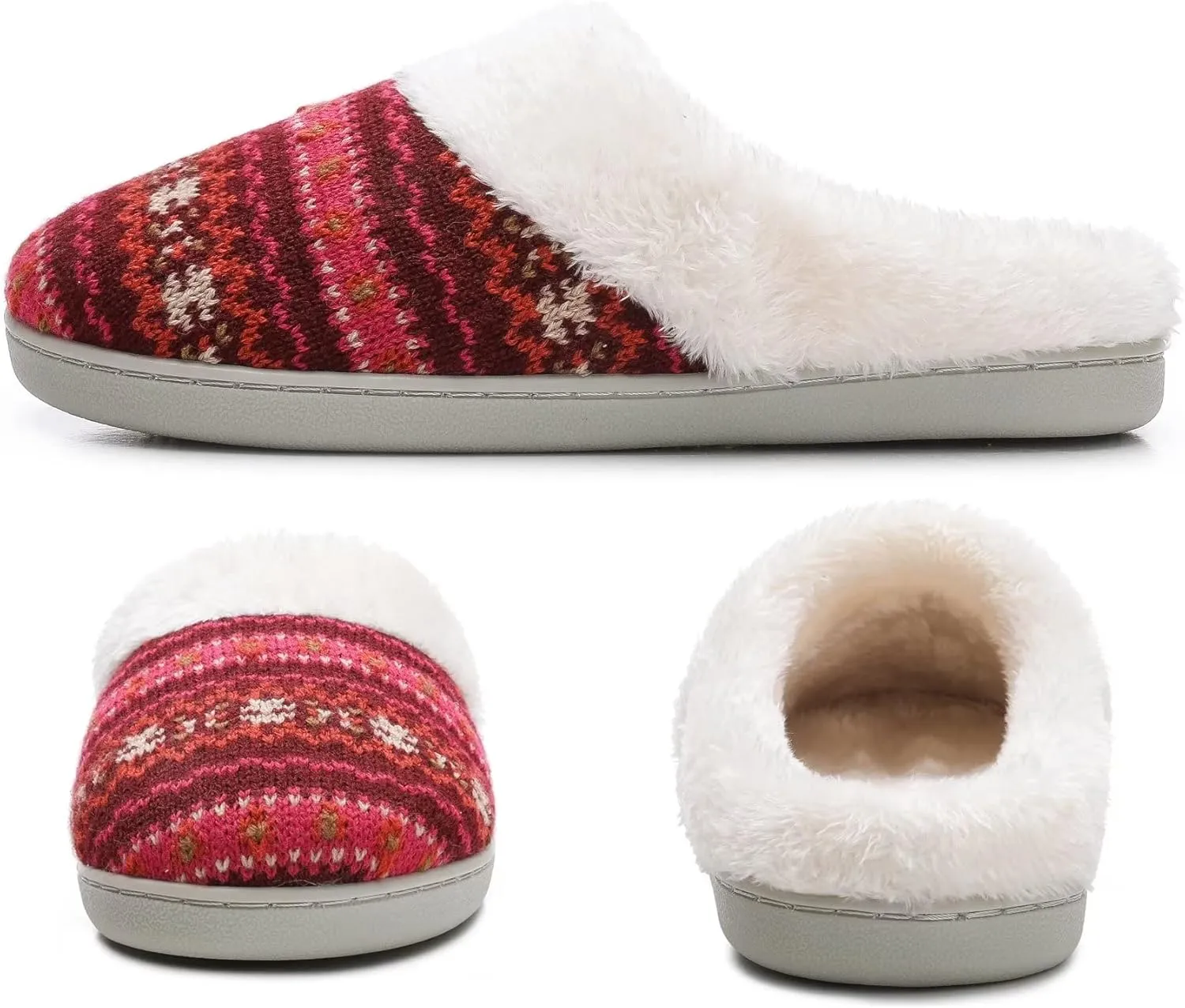 Vonluxe Women's House Fuzzy Slip On Slippers Warm Memory Foam Ladies Slippers Comfy Outdoor Indoor Plush Bedroom Shoes