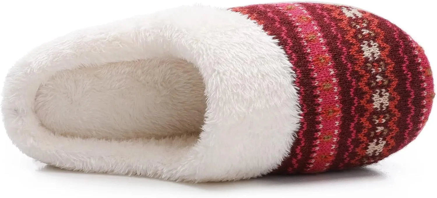 Vonluxe Women's House Fuzzy Slip On Slippers Warm Memory Foam Ladies Slippers Comfy Outdoor Indoor Plush Bedroom Shoes