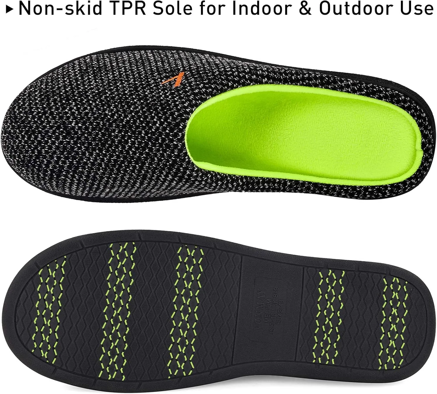 VONMAY Men's Two-Tone Slippers Slip On Memory Foam Comfy House Shoes Lightweight Indoor Outdoor