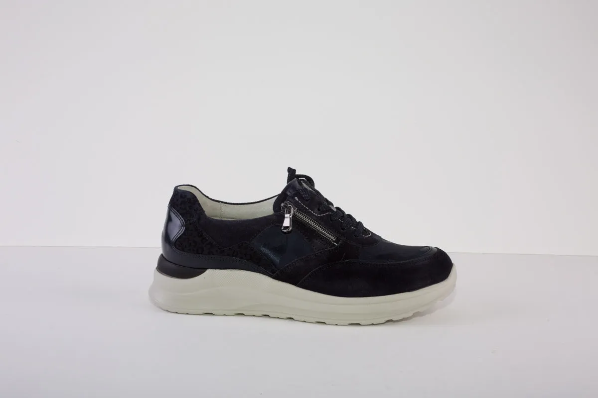 WALDLAUFER 760001 800 H-ROSA LACED FASHION SHOE WITH SIZE ZIP - NAVY