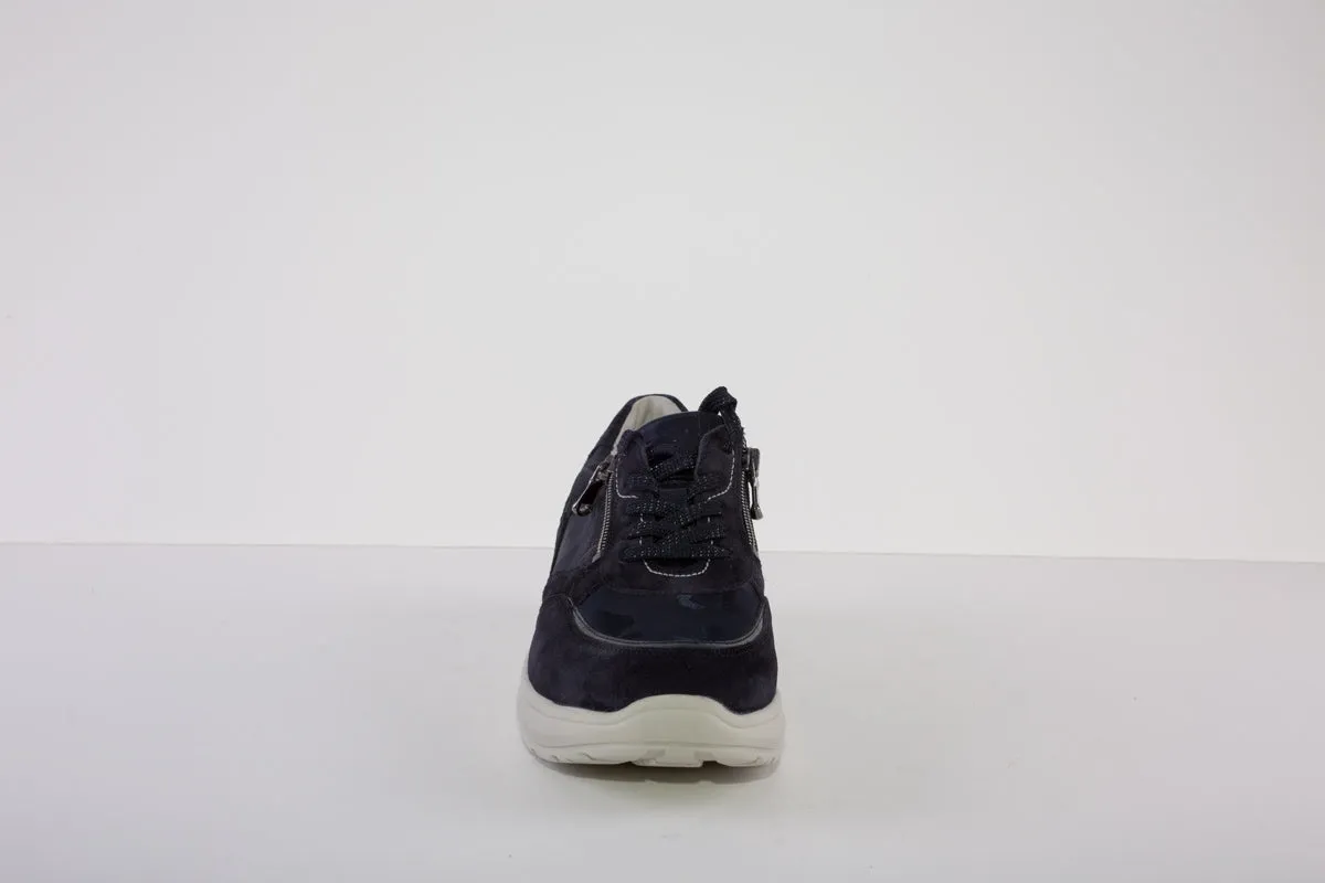WALDLAUFER 760001 800 H-ROSA LACED FASHION SHOE WITH SIZE ZIP - NAVY