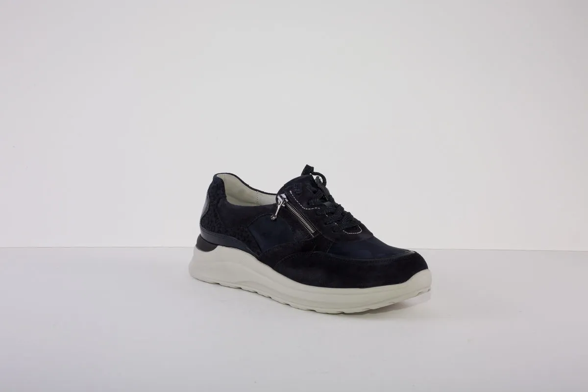 WALDLAUFER 760001 800 H-ROSA LACED FASHION SHOE WITH SIZE ZIP - NAVY