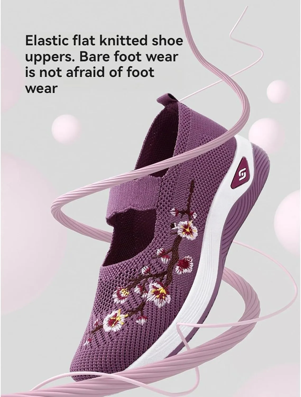 Walking Shoes Women Lightweight Breathable Knit Mesh Flat Loafers Comfy Mary Jane Non Slip Memory Foam Mom Walking Nurse Shoes Casual Soft Cushion Sneakers