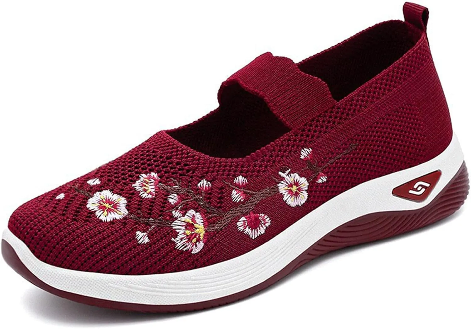 Walking Shoes Women Lightweight Breathable Knit Mesh Flat Loafers Comfy Mary Jane Non Slip Memory Foam Mom Walking Nurse Shoes Casual Soft Cushion Sneakers