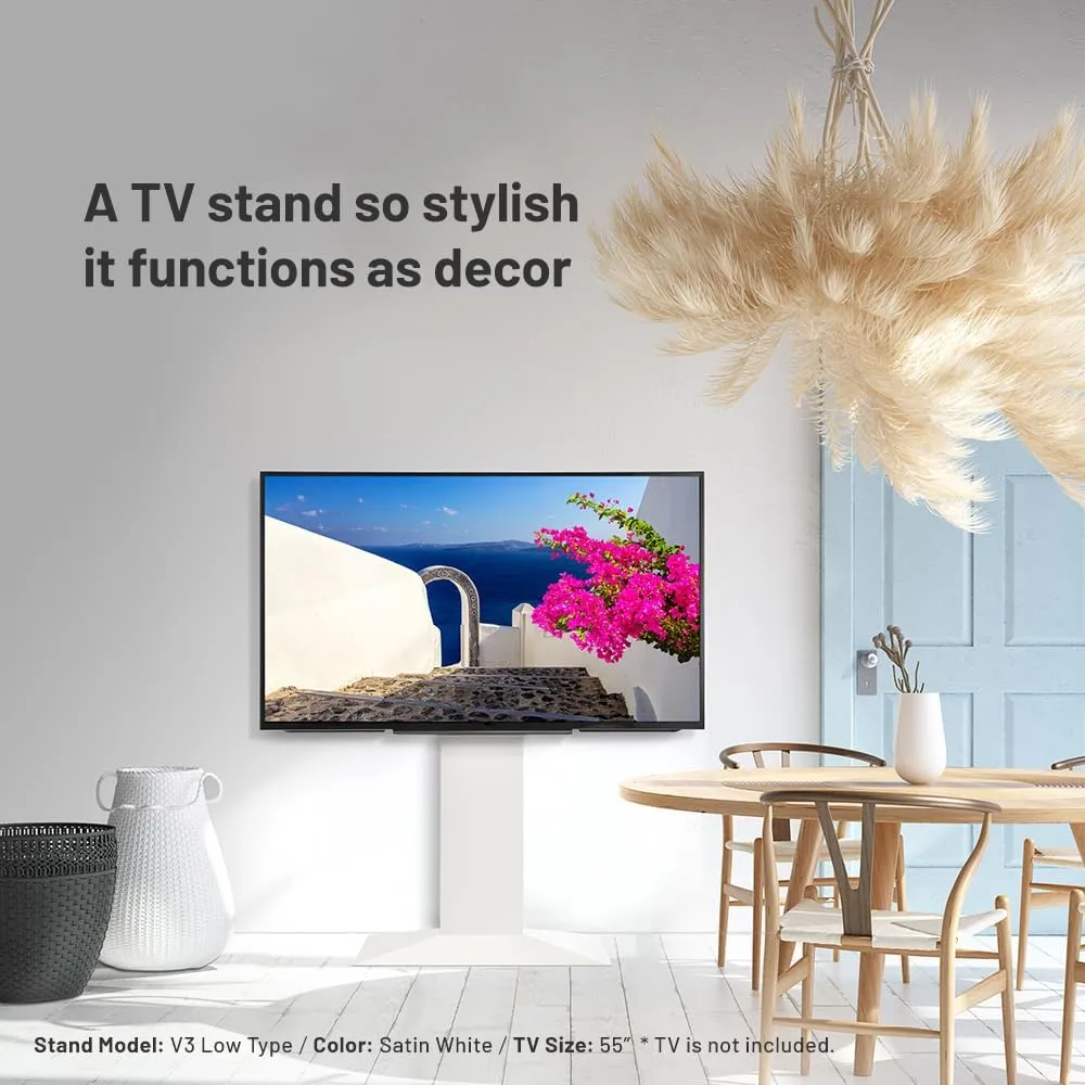 WALL V3 Low Type | Sleek 32-80 Inch Universal Ultra Thin TV Stand | Satin Black | for Living Room and Bedroom, Space Saving, Adjustable Mount, No Drill, Japanese Design & Engineering