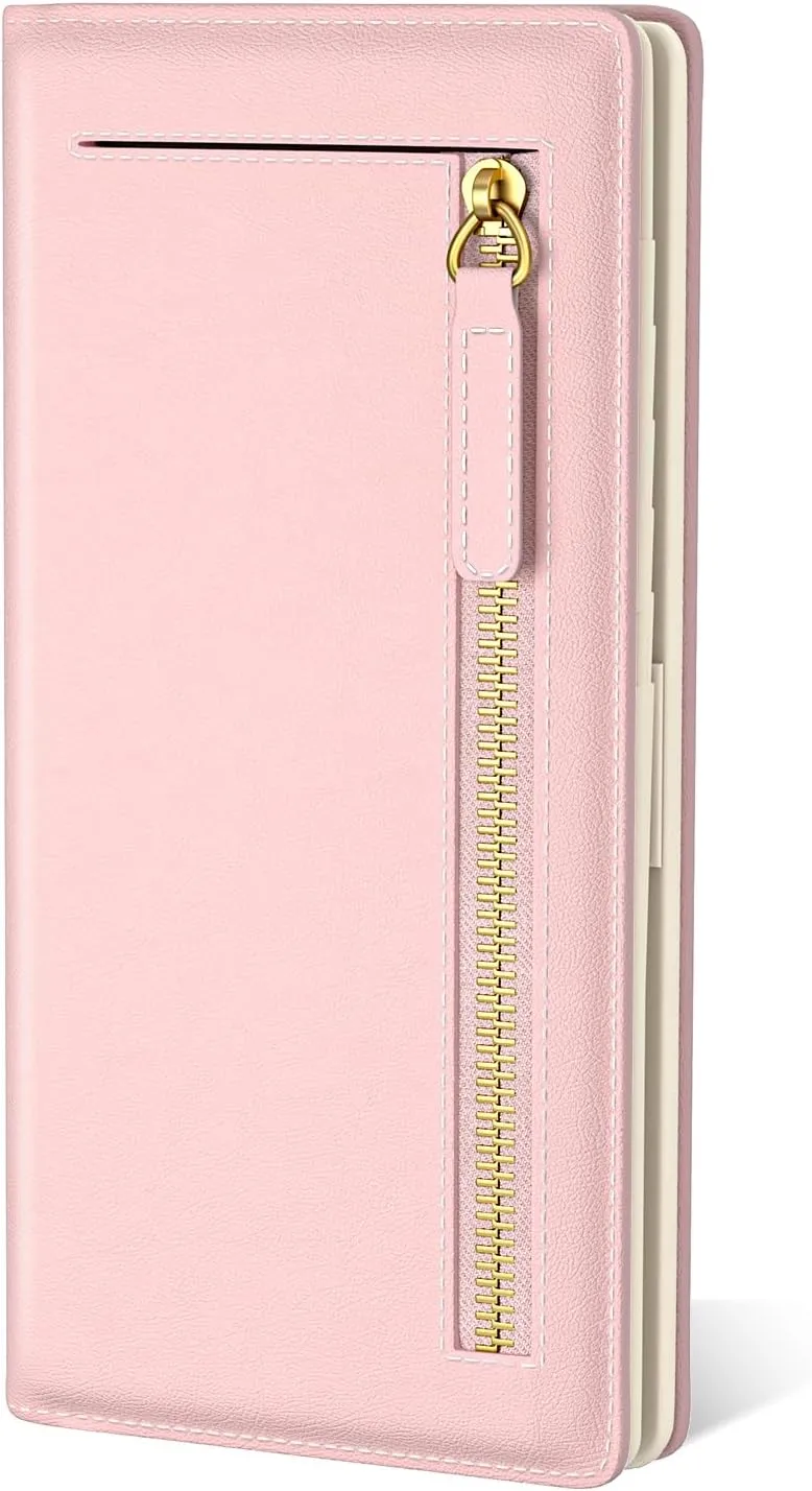 Wallet Women, Cute RFID Blocking Credit Card Holder for Women, Slim Thin Leather Bifold Ladies Purse, Clutch Billfold Card Holder Wallets with 11 Card Slots & ID Window, Pink