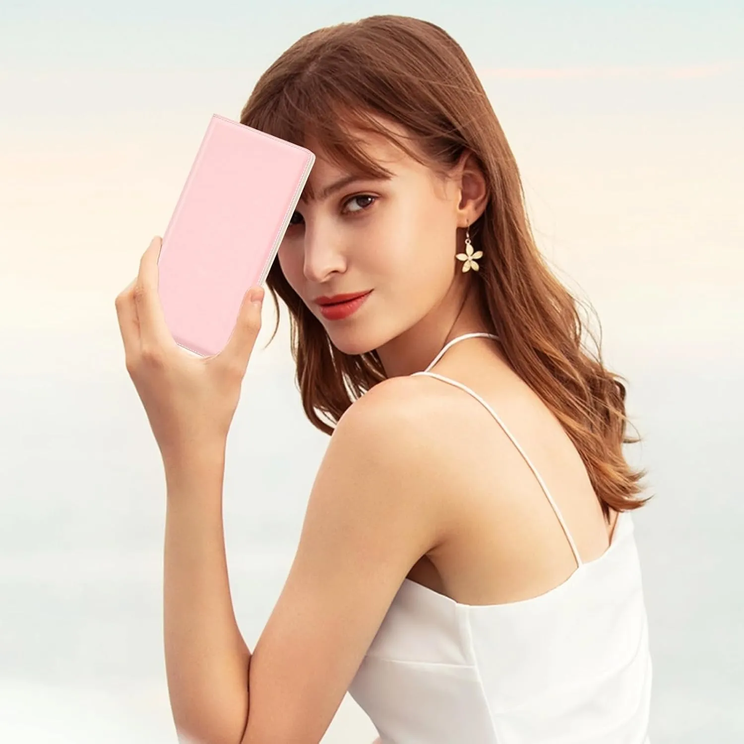 Wallet Women, Cute RFID Blocking Credit Card Holder for Women, Slim Thin Leather Bifold Ladies Purse, Clutch Billfold Card Holder Wallets with 11 Card Slots & ID Window, Pink
