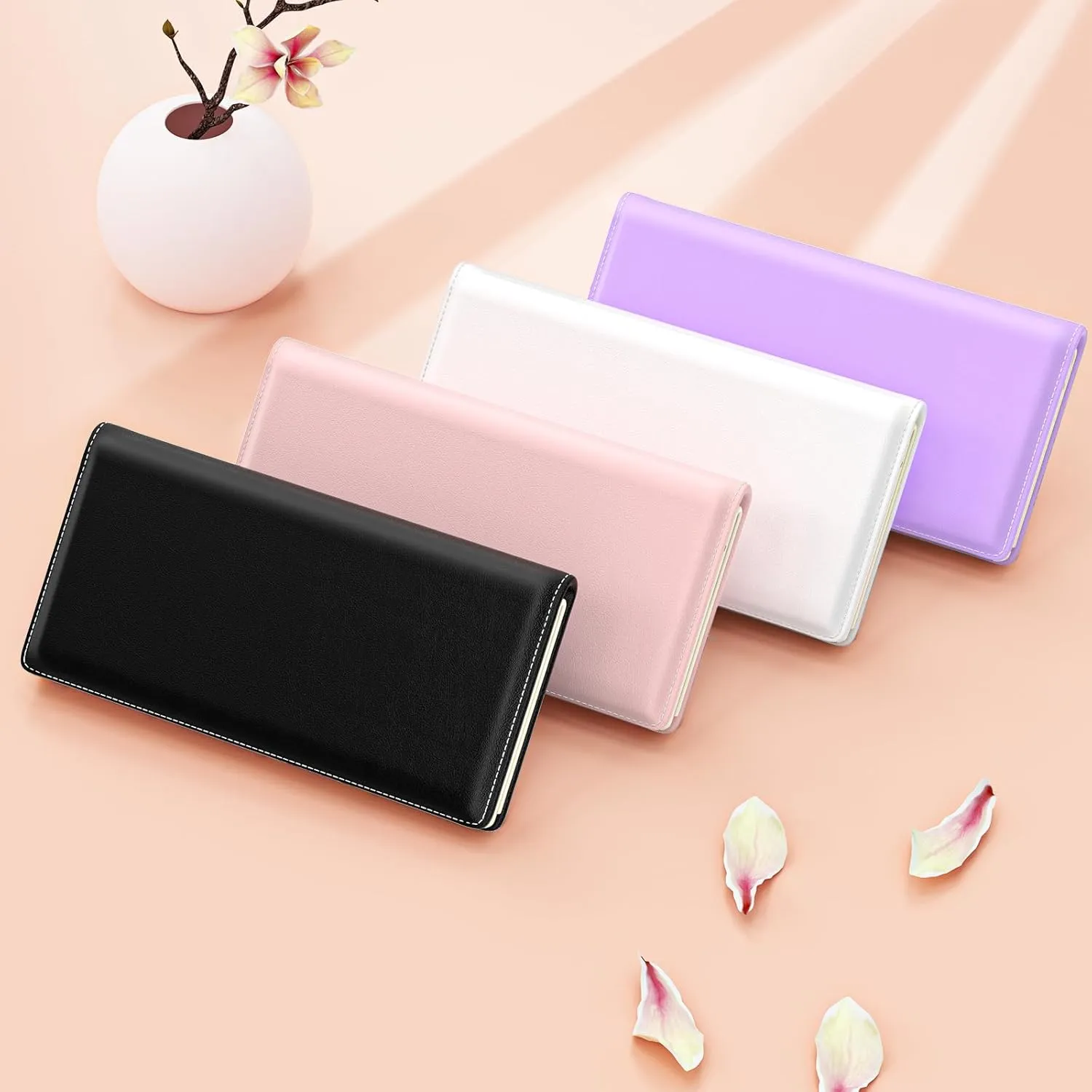 Wallet Women, Cute RFID Blocking Credit Card Holder for Women, Slim Thin Leather Bifold Ladies Purse, Clutch Billfold Card Holder Wallets with 11 Card Slots & ID Window, Pink
